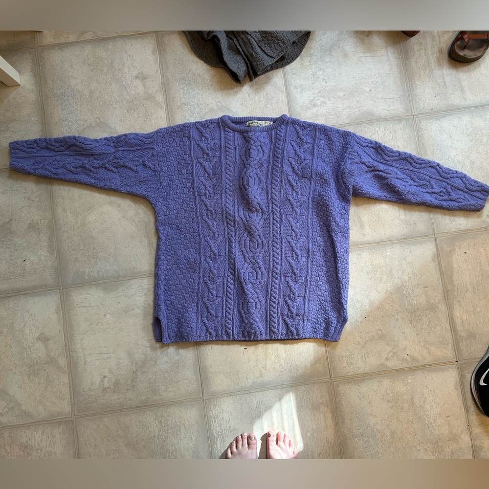 Aran Crafts Wool Purple Cable Knit Sweater